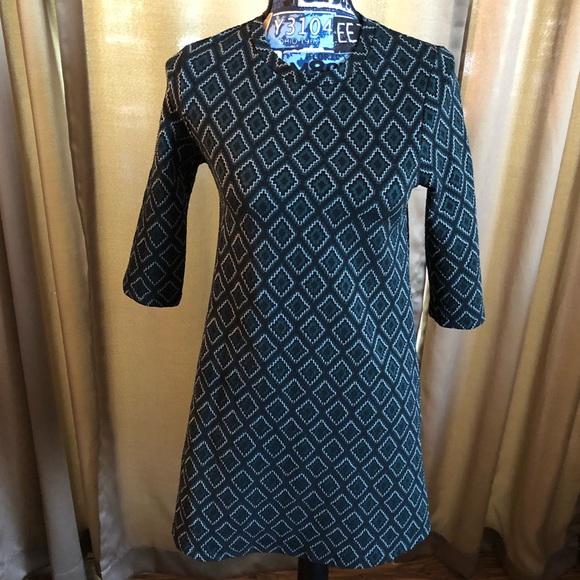 Zara 3/4 Sleeve Winter Collection Dress with Diamond Pattern - Picture 1 of 9